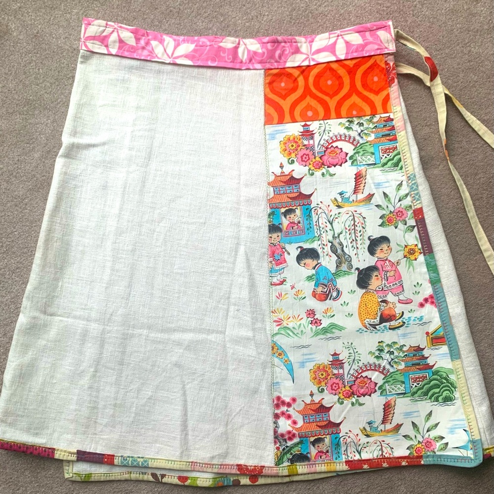 Cutest cotton linen wrap skirt, hits above knees